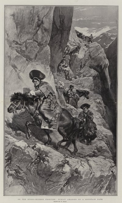 On the Russo-Chinese Frontier, Buriat Amazons on a Mountain Path by William Small